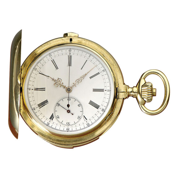 Swiss gold hunting cased repeating chronograph Circa 1880
