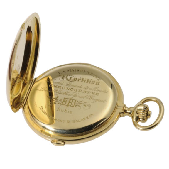Swiss gold hunting cased repeating chronograph Circa 1880 Swiss gold hunting cased repeating chronograph Circa 1880