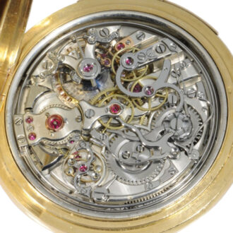Swiss gold hunting cased repeating chronograph Circa 1880