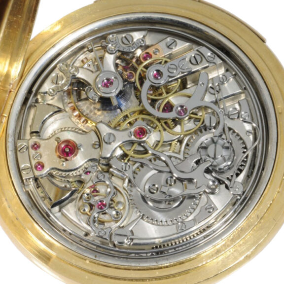 Swiss gold hunting cased repeating chronograph Circa 1880 Swiss gold hunting cased repeating chronograph Circa 1880