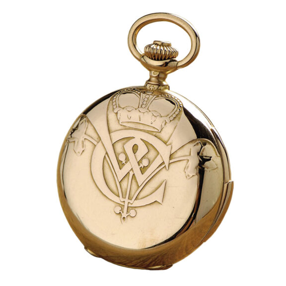 Swiss 18K rose gold hunting cased repeating lever Circa 1890