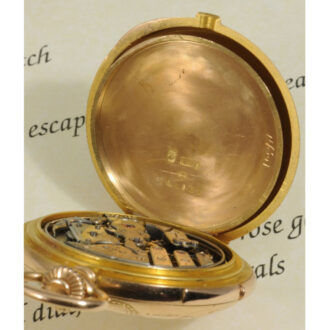 Swiss 18K rose gold hunting cased repeating lever Circa 1890