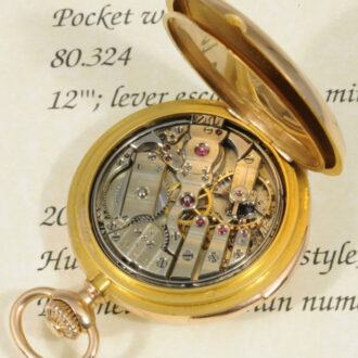 Swiss 18K rose gold hunting cased repeating lever Circa 1890