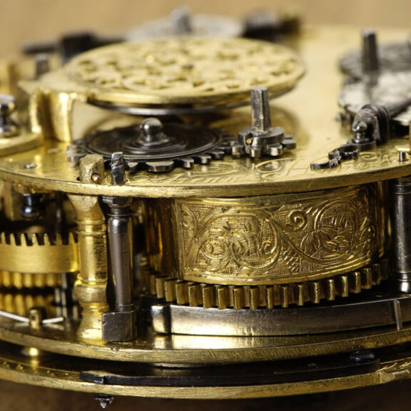 French fire-gilded hour-striking coach clock with alarm Circa 1660 French fire-gilded hour-striking coach clock with alarm Circa 1660