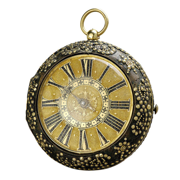 Rare French gold and leather pair-cased verge watch Circa 1660