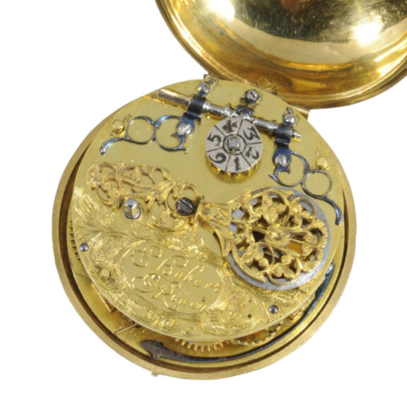 Rare French gold and leather pair-cased verge watch Circa 1660 Rare French gold and leather pair-cased verge watch Circa 1660