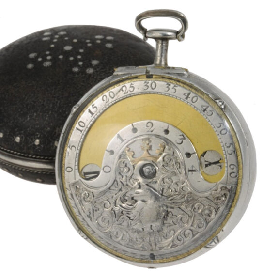 English leather covered verge with wandering hours Circa 1690 English leather covered verge with wandering hours Circa 1690