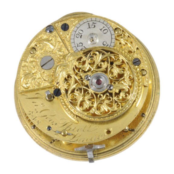 Rare English gilt cylinder watch with wandering hours Circa 1780 Rare English gilt cylinder watch with wandering hours Circa 1780