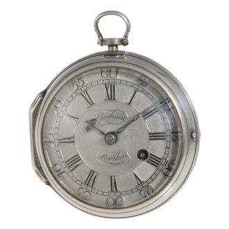 English silver open faced cylinder pocket watch Circa 1744