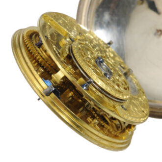 English silver open faced cylinder pocket watch Circa 1744