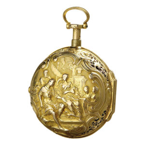 French gold repoussé repeating verge watch Circa 1765