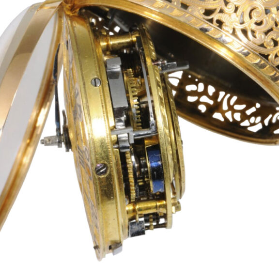 French gold repoussé repeating verge watch Circa 1765 French gold repoussé repeating verge watch Circa 1765