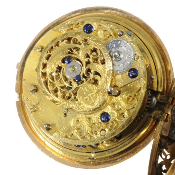 French gold repoussé repeating verge watch Circa 1765 French gold repoussé repeating verge watch Circa 1765