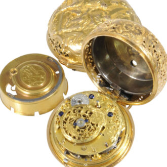 French gold repoussé repeating verge watch Circa 1765