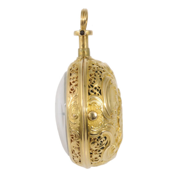 French gold repoussé repeating verge watch Circa 1765 French gold repoussé repeating verge watch Circa 1765
