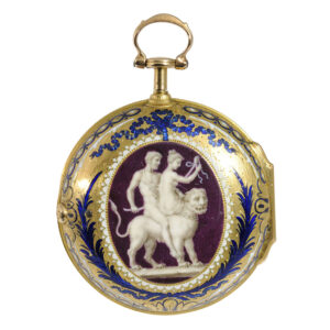 English gold and enamel neoclassical cylinder watch Circa 1772