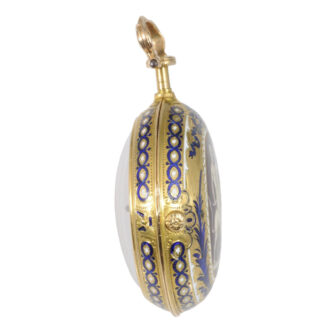 English gold and enamel neoclassical cylinder watch Circa 1772