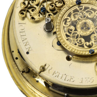 German silver open faced quarter repeating cylinder coach clock, circa 1720