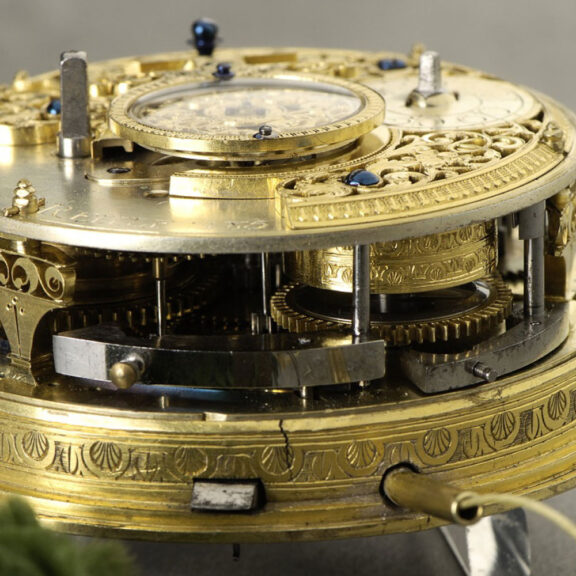 German silver open faced quarter repeating cylinder coach clock, circa 1720 German silver open faced quarter repeating cylinder coach clock, circa 1720