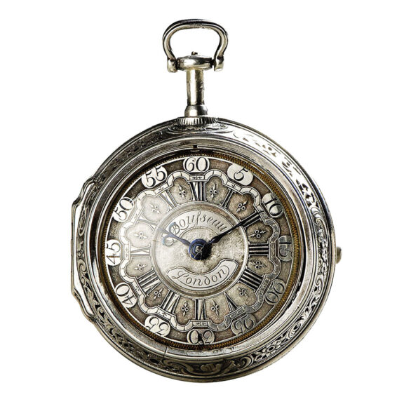 English silver pair cased repeating repoussé verge watch Circa 1760