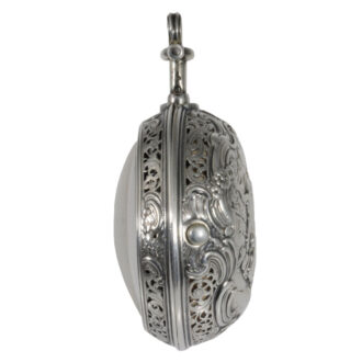 English silver pair-cased repeating repoussé verge watch Circa 1760