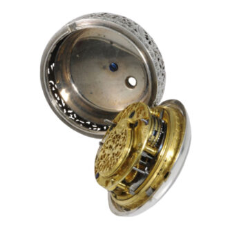 English silver pair-cased repeating repoussé verge watch Circa 1760
