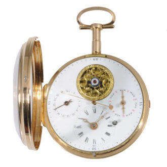 German centre seconds verge with calendar and visible balance Circa 1800 German centre seconds verge with calendar and visible balance Circa 1800