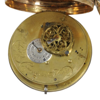 Swiss rose gold verge watch with calendar dial Circa 1820