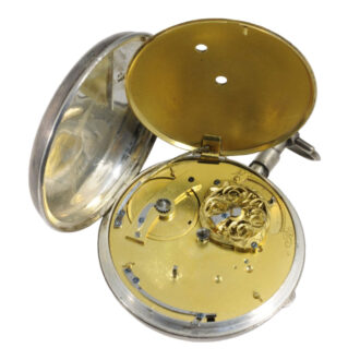 French silver verge watch with wandering hour Circa 1850