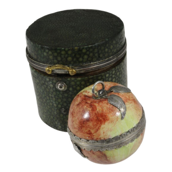 Rare English silver and enamel apple-shaped fob watch Circa 1780 Rare English silver and enamel apple-shaped fob watch Circa 1780