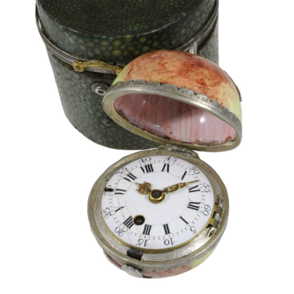 Rare English silver and enamel apple-shaped fob watch Circa 1780 Rare English silver and enamel apple-shaped fob watch Circa 1780