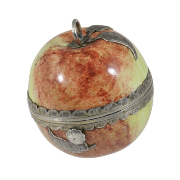 Rare English silver and enamel apple shaped fob watch Circa 1780
