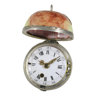 Rare English silver and enamel apple-shaped fob watch Circa 1780
