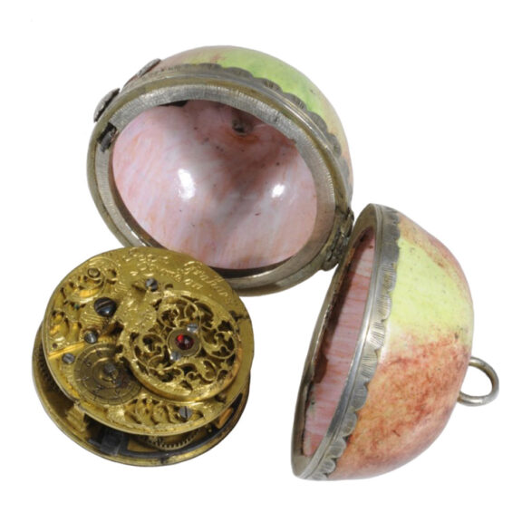 Rare English silver and enamel apple-shaped fob watch Circa 1780 Rare English silver and enamel apple-shaped fob watch Circa 1780