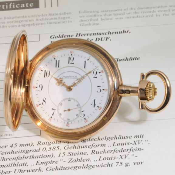 Large German rose gold hunting cased lever watch Circa 1897 Large German rose gold hunting cased lever watch Circa 1897