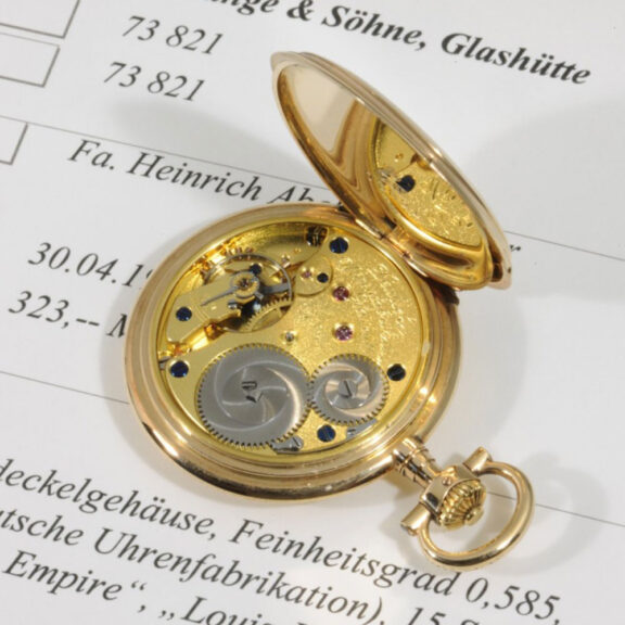 Small German rose gold hunting cased lever watch Circa 1917 Small German rose gold hunting cased lever watch Circa 1917