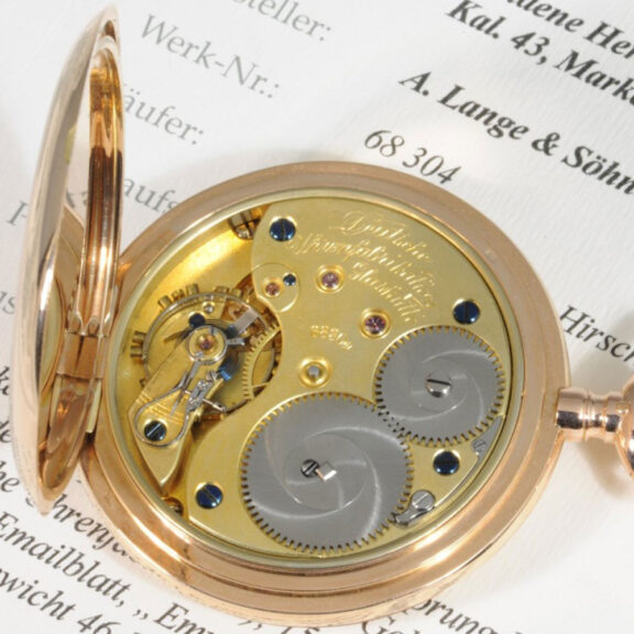German 14K rose gold hunting cased lever watch Circa 1909 German 14K rose gold hunting cased lever watch Circa 1909