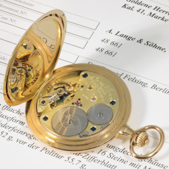 Thin German rose gold hunting cased lever watch Circa 1905 Thin German rose gold hunting cased lever watch Circa 1905