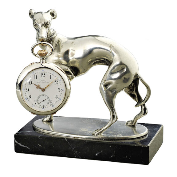 German silver lever watch with Art Nouveau stand Circa 1913 German silver lever watch with Art Nouveau stand Circa 1913