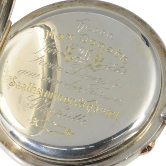 German silver lever watch with Art Nouveau stand Circa 1913 German silver lever watch with Art Nouveau stand Circa 1913