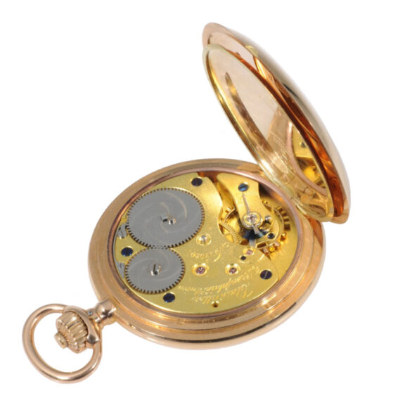 German 14K rose gold hunting cased lever watch Circa 1910 German 14K rose gold hunting cased lever watch Circa 1910