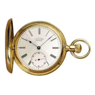German 18K gold hunting cased lever pocket watch circa 1895
