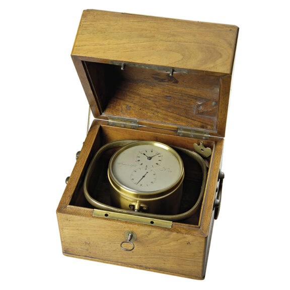 Impressive French deck chronometer in heavy mahogany box Circa 1829