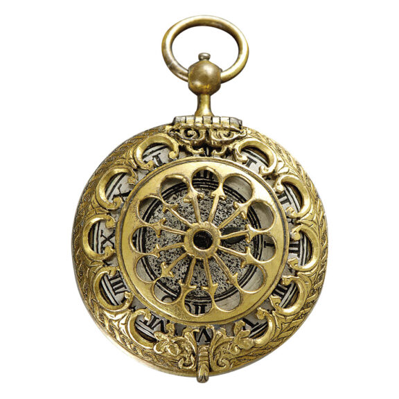 Small Swiss gilt-brass verge watch with sundial Circa 1650/1740 Small Swiss gilt-brass verge watch with sundial Circa 1650/1740