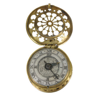 Small Swiss gilt-brass verge watch with sundial Circa 1650/1740 Small Swiss gilt-brass verge watch with sundial Circa 1650/1740