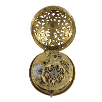 Small Swiss gilt-brass verge watch with sundial Circa 1650/1740 Small Swiss gilt-brass verge watch with sundial Circa 1650/1740