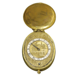 German/English gilt oval Puritan-style pendant watch Circa 1630