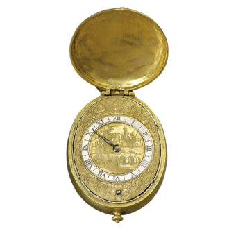 German/English gilt oval Puritan-style pendant watch Circa 1630