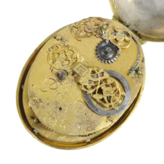 German/English gilt oval Puritan-style pendant watch Circa 1630