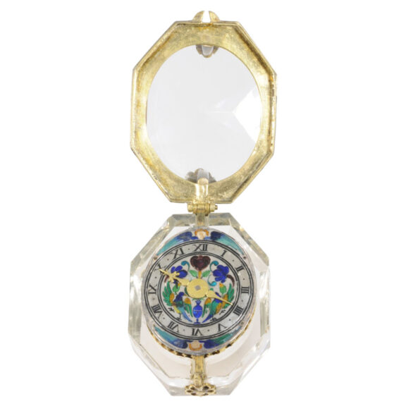 Important French rock crystal octagonal pendant watch Circa 1650 Important French rock crystal octagonal pendant watch Circa 1650